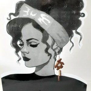 Vintage 1980s Wooden Cuckoo Clock Earrings w/Gold Chain